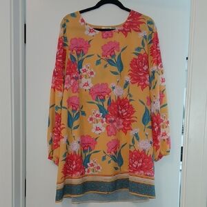 Vibrant Floral Long Sleeve Dress